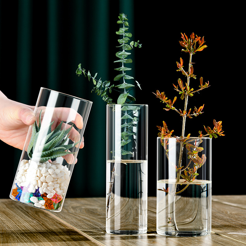 High borosilicate straight glass vase